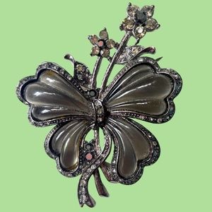 Vintage Floral Bow Brooch